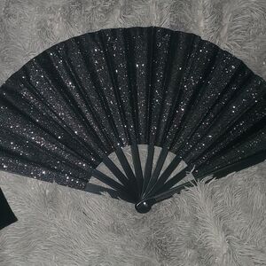 Sparkling Black Glitter Fan